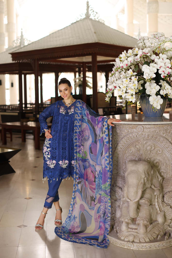 Noor by Saadia Asad | Luxury Chikankari Lawn24 | D10-B Blue Electric - by - Libasekhas UK - Registered Vendor of : Noor by Saadia Asad - 100% Original Designer Dresss