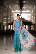 Noor by Saadia Asad | Luxury Chikankari Lawn24 | D5-B Blue Ombre - by - Libasekhas UK - Registered Vendor of : Noor by Saadia Asad - 100% Original Designer Dresss