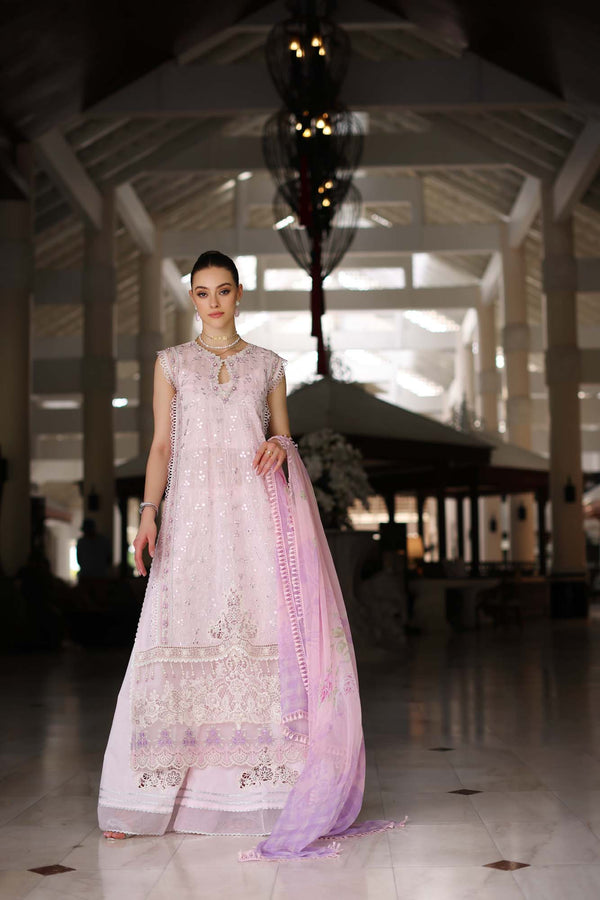 Noor by Saadia Asad | Luxury Chikankari Lawn24 | D11-A Pink Schifli - by - Libasekhas UK - Registered Vendor of : Noor by Saadia Asad - 100% Original Designer Dresss