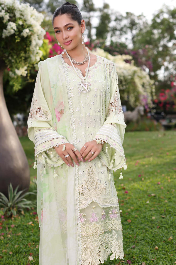 Noor by Saadia Asad | Luxury Chikankari Lawn24 | D11-B Mint Schifli - by - Libasekhas UK - Registered Vendor of : Noor by Saadia Asad - 100% Original Designer Dresss