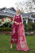 Noor by Saadia Asad | Luxury Chikankari Lawn24 | D10-A FUCHIA - by - Libasekhas UK - Registered Vendor of : Noor by Saadia Asad - 100% Original Designer Dresss
