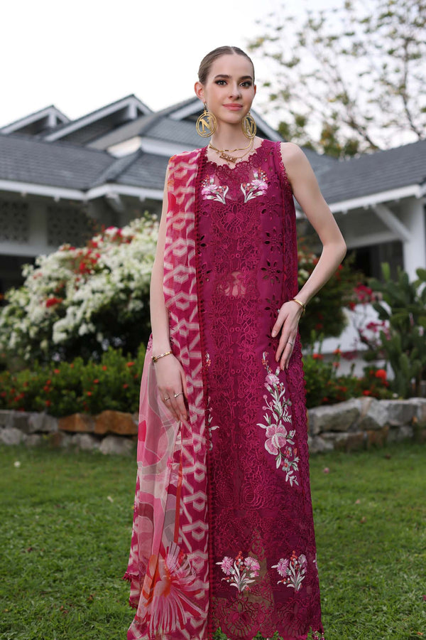 Noor by Saadia Asad | Luxury Chikankari Lawn24 | D10-A FUCHIA - by - Libasekhas UK - Registered Vendor of : Noor by Saadia Asad - 100% Original Designer Dresss