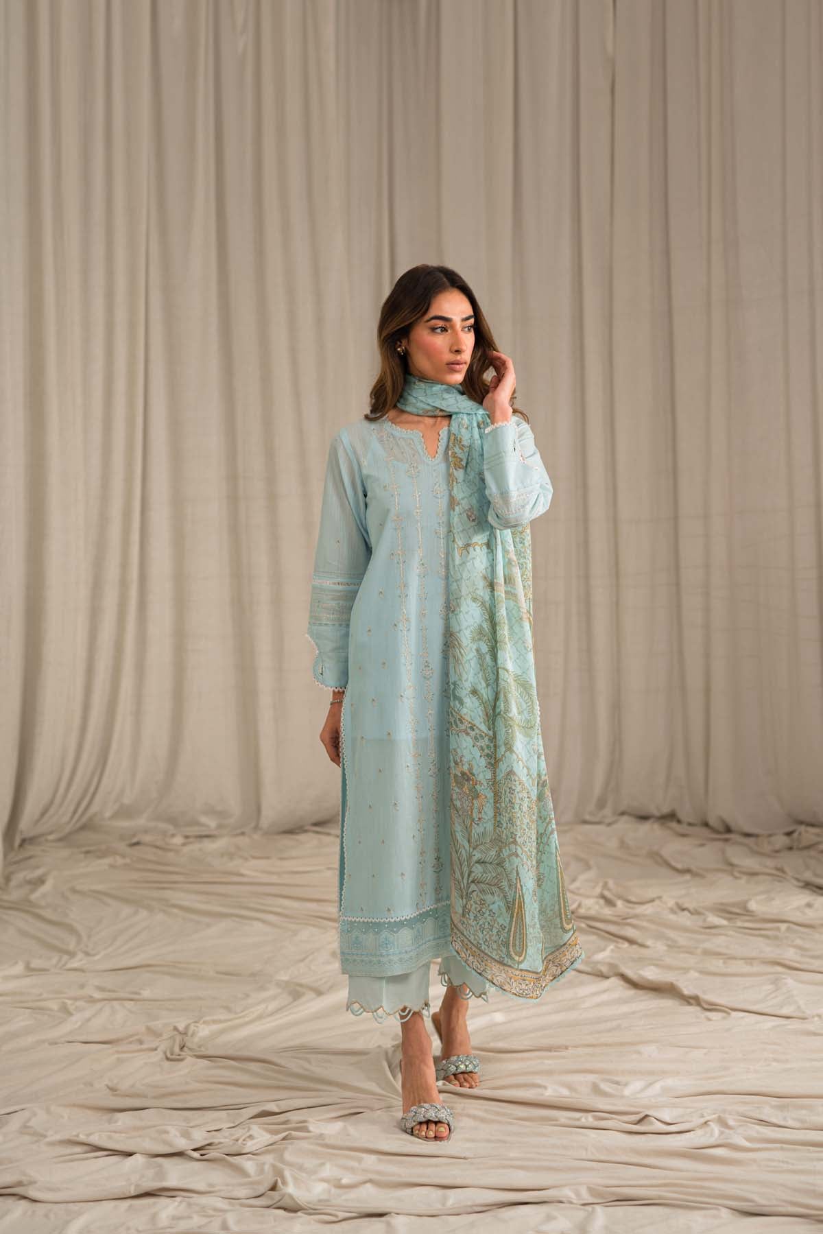 Sahar | Mirage Spring Luxury 24 | Slub Lawn 3 Piece (Embroidered) - by - Libasekhas UK - Registered Vendor of : Sahar - 100% Original Designer Dresss