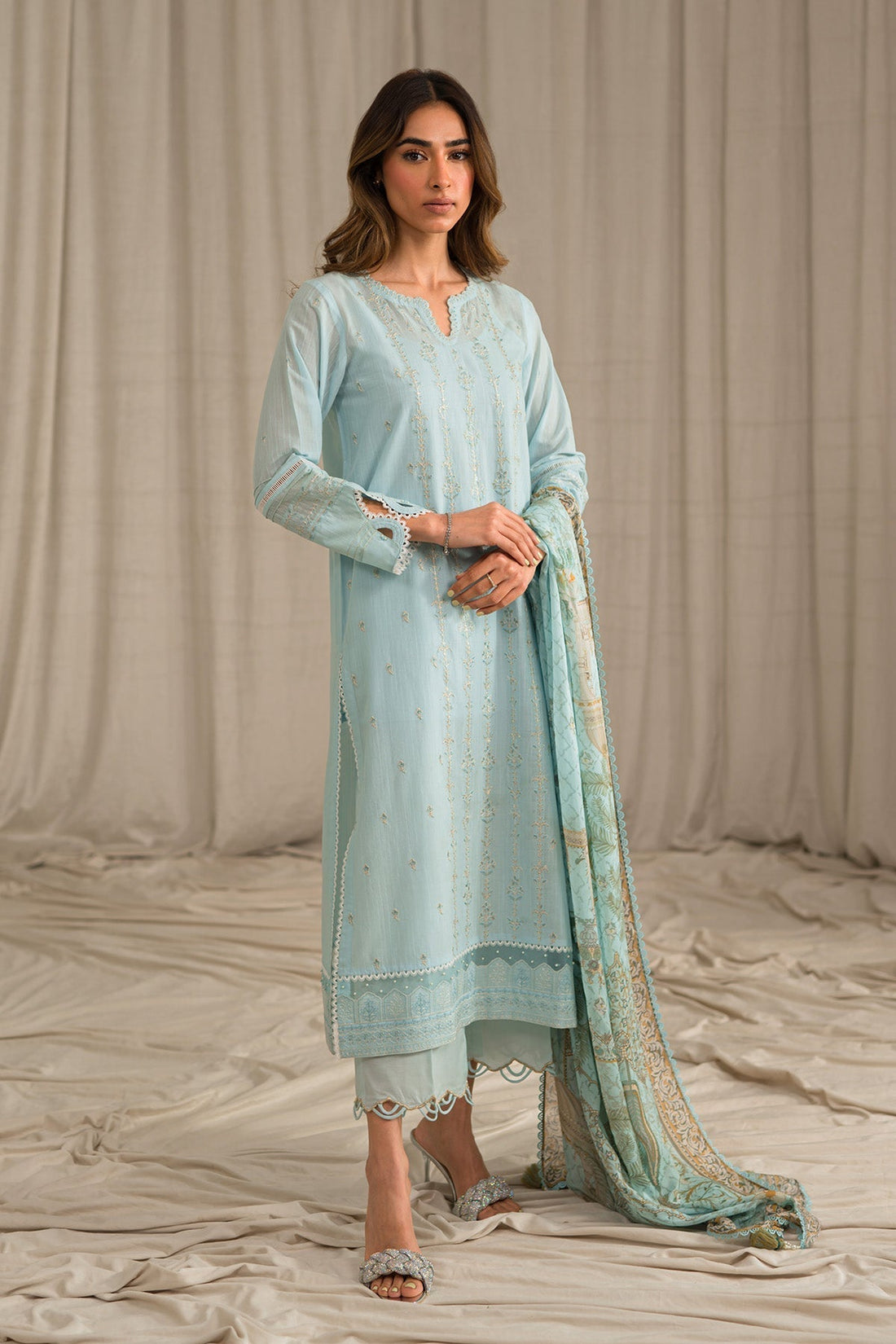 Sahar | Mirage Spring Luxury 24 | Slub Lawn 3 Piece (Embroidered) - by - Libasekhas UK - Registered Vendor of : Sahar - 100% Original Designer Dresss