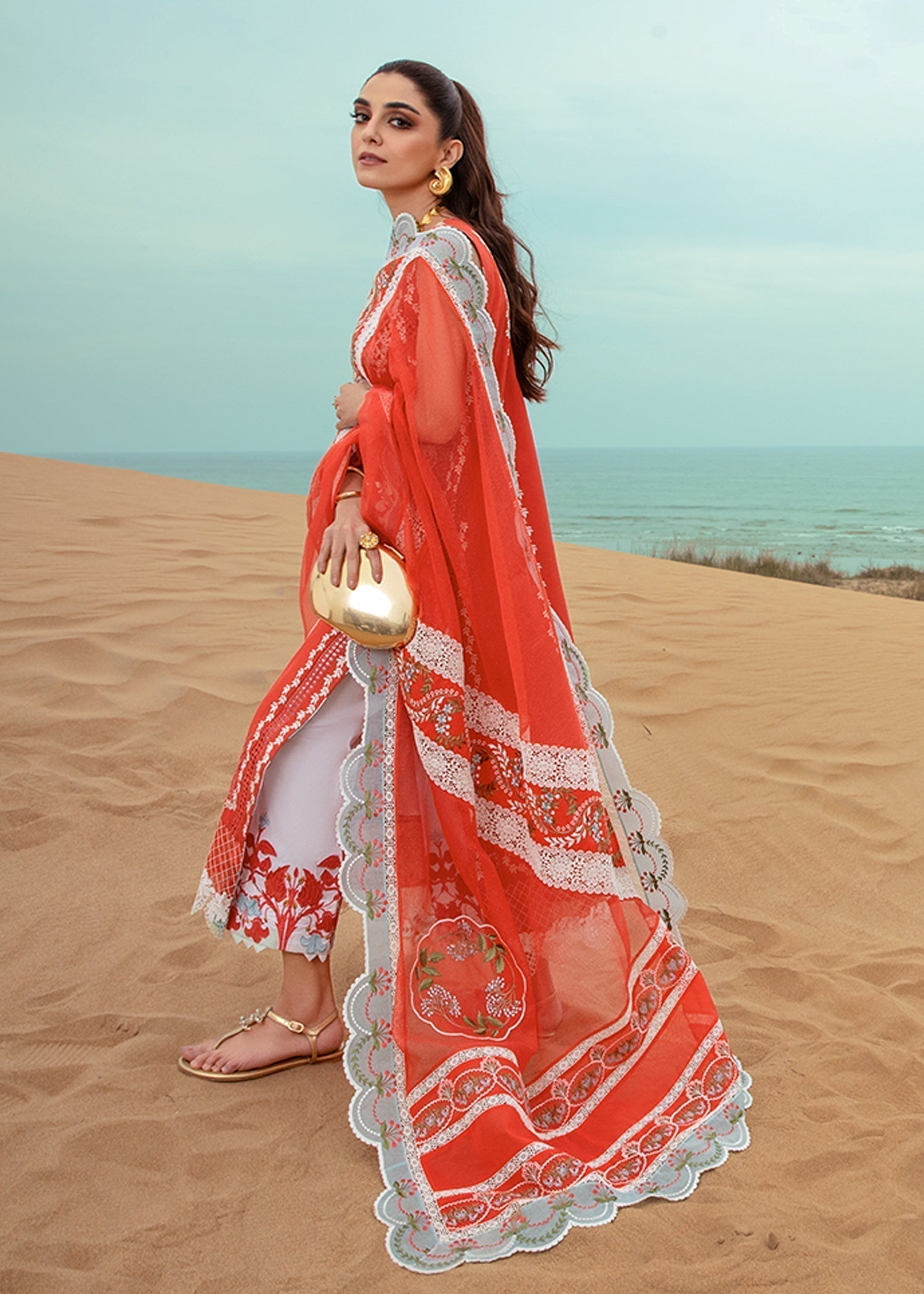 Crimson | Lawn 24 | Stars of Fire - Fiesta Coral - Luxury -  Libasekhas
