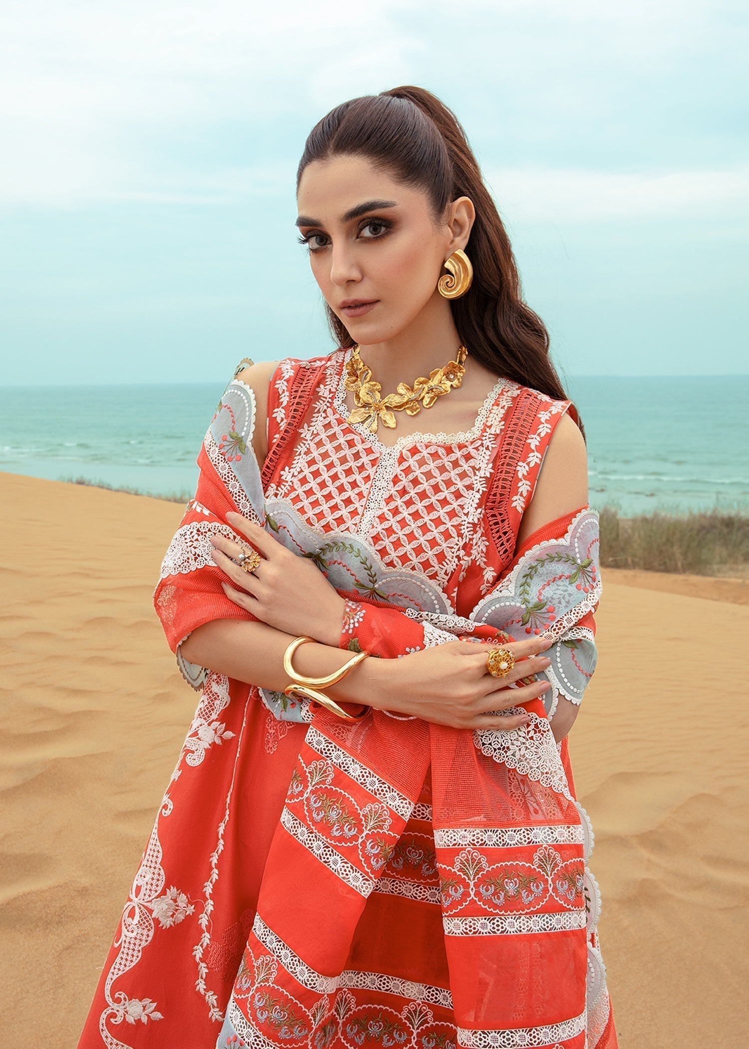 Crimson | Lawn 24 | Stars of Fire - Fiesta Coral - Luxury -  Libasekhas