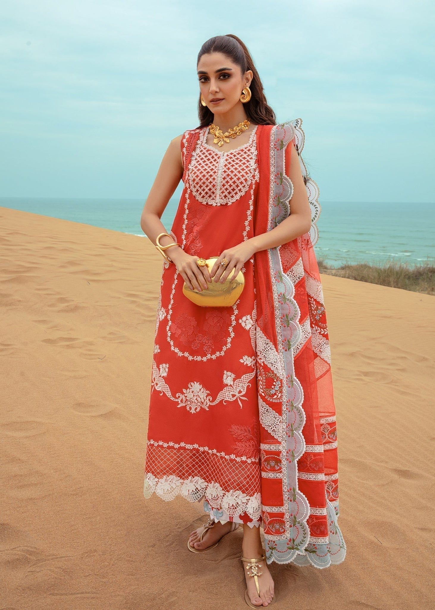 Crimson | Lawn 24 | Stars of Fire - Fiesta Coral - Luxury -  Libasekhas