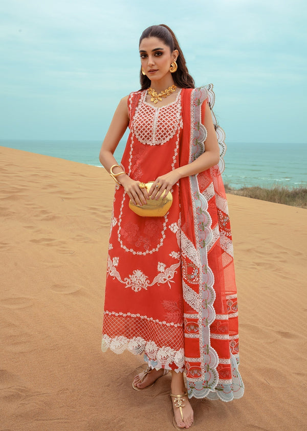 Crimson | Lawn 24 | Stars of Fire - Fiesta Coral - by - Libasekhas UK - Registered Vendor of : Crimson - 100% Original Designer Dresss