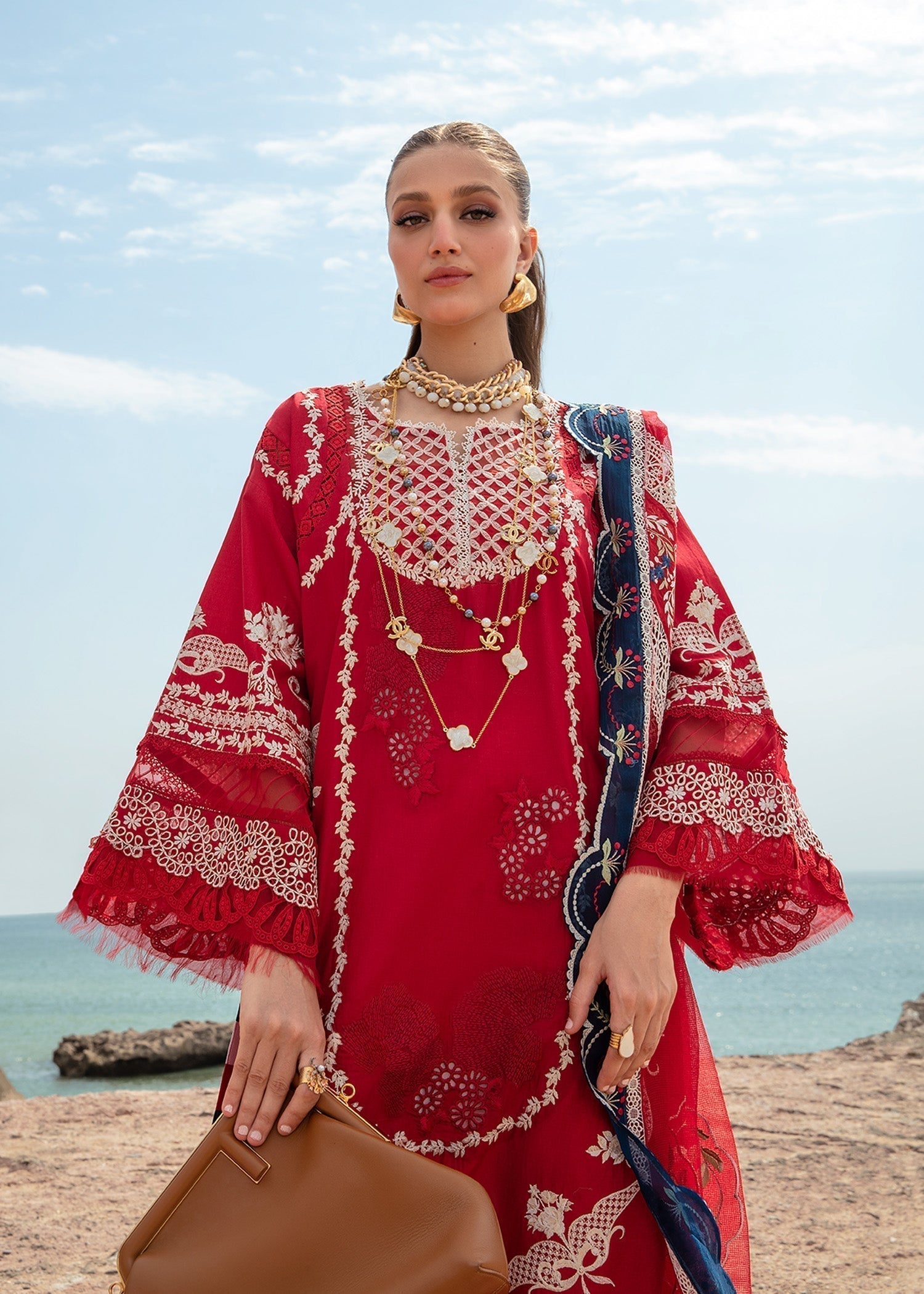 Crimson | Lawn 24 | Stars of Fire - Flame red - Luxury -  Libasekhas