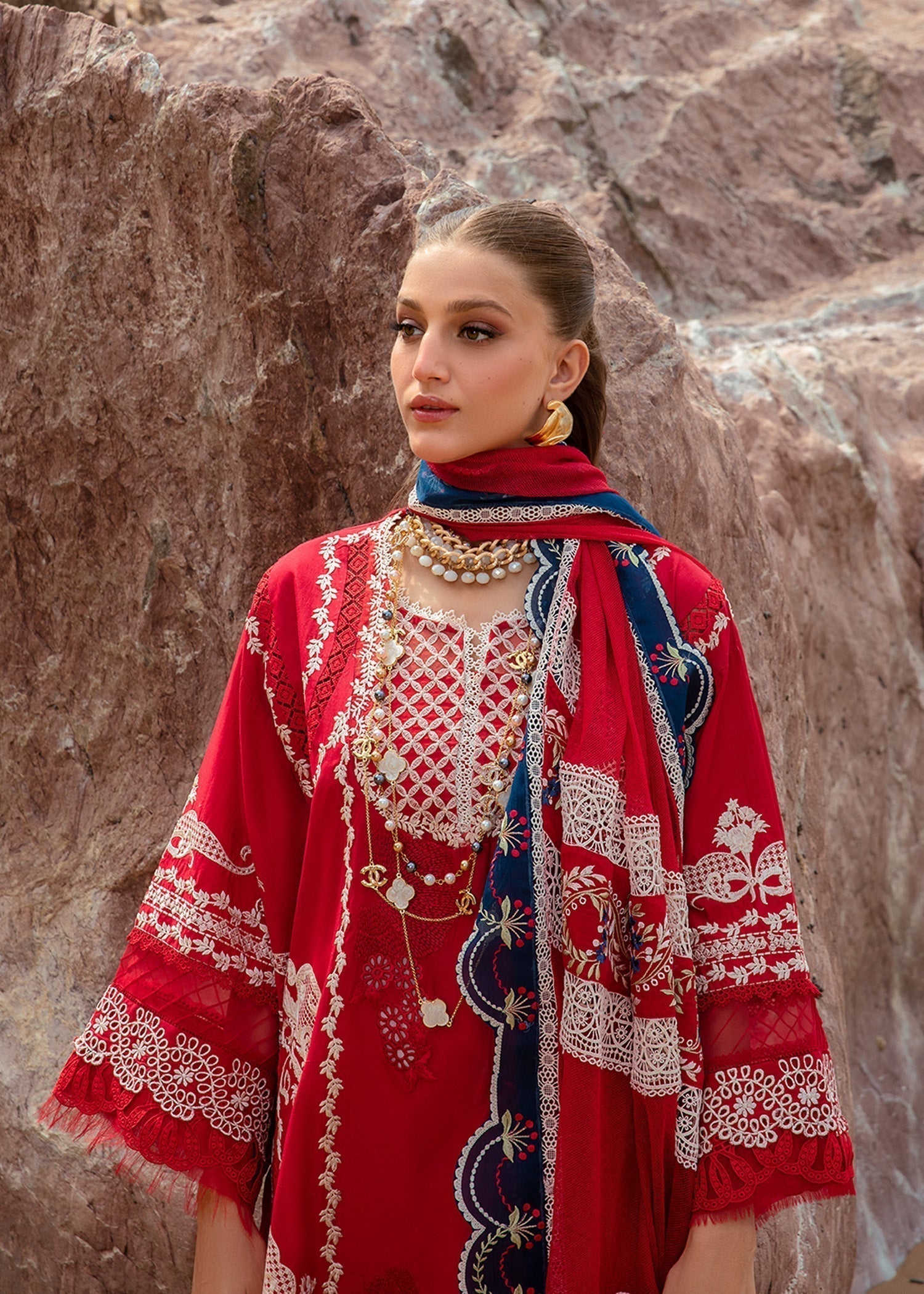 Crimson | Lawn 24 | Stars of Fire - Flame red - Luxury -  Libasekhas