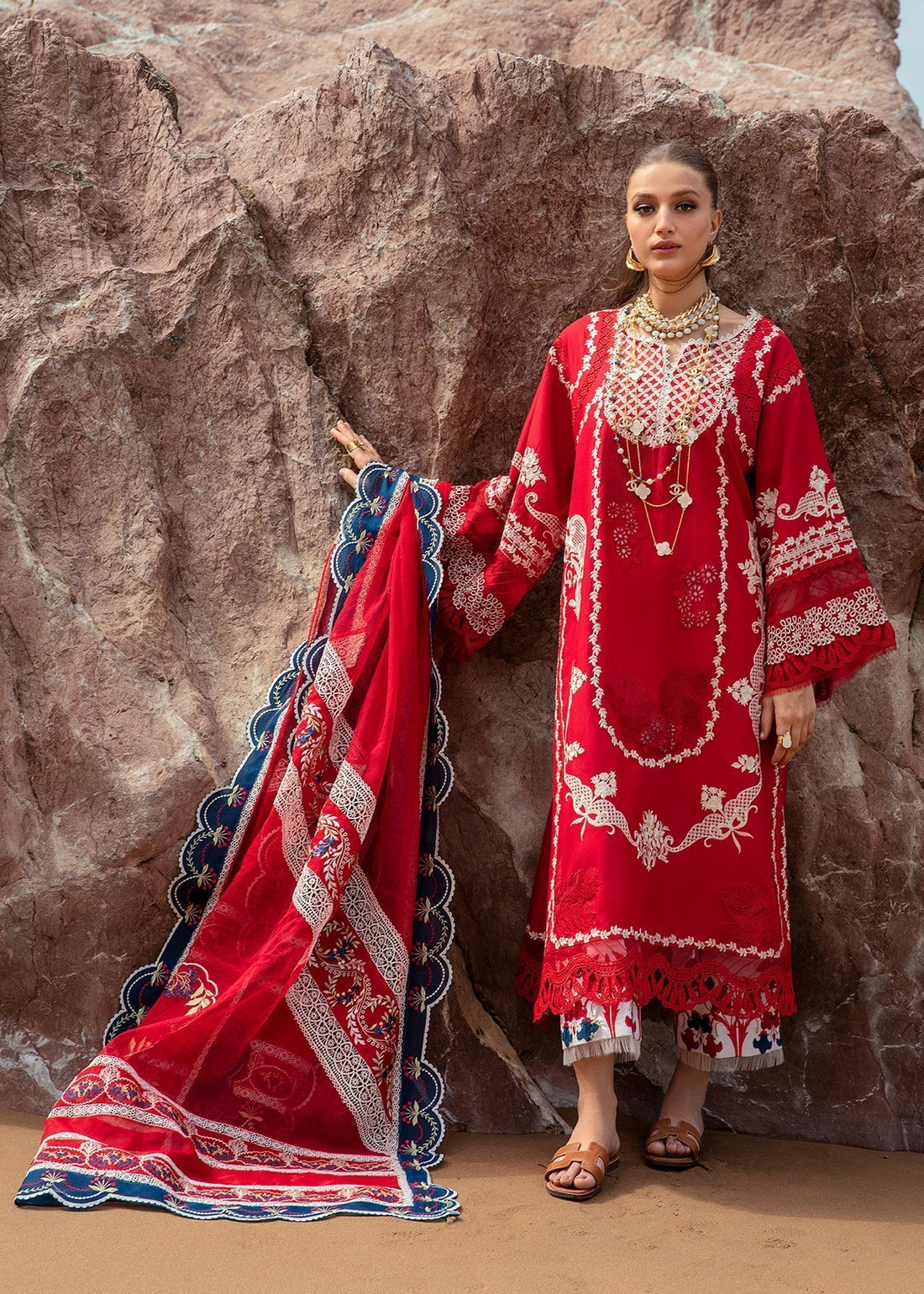 Crimson | Lawn 24 | Stars of Fire - Flame red - Luxury -  Libasekhas