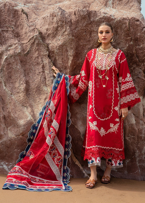 Crimson | Lawn 24 | Stars of Fire - Flame red - by - Libasekhas UK - Registered Vendor of : Crimson - 100% Original Designer Dresss