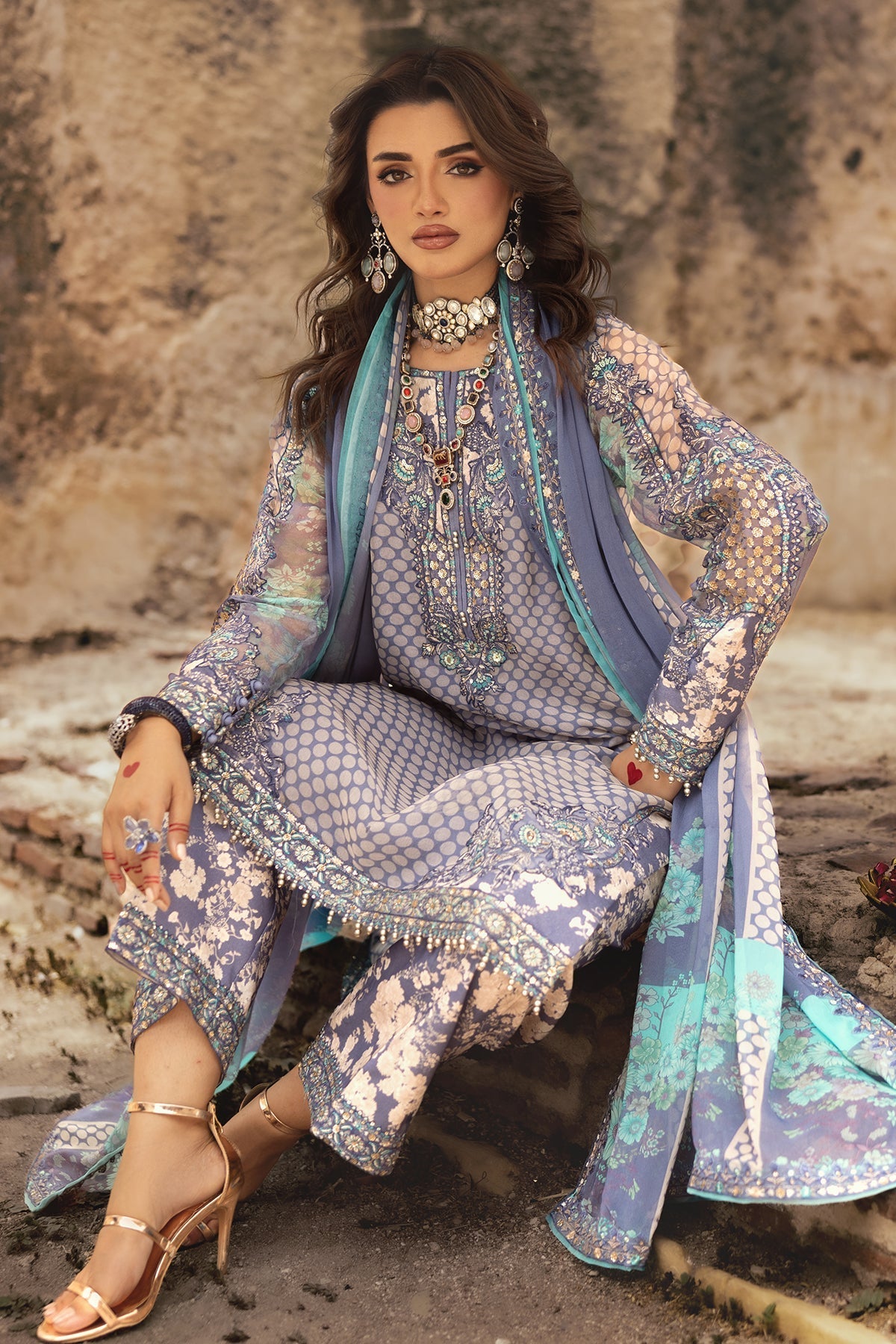 Charizma | Vasl Chiffon Collection | VSL25-07 - by - Libasekhas UK - Registered Vendor of : Charzima - 100% Original Designer Dresss