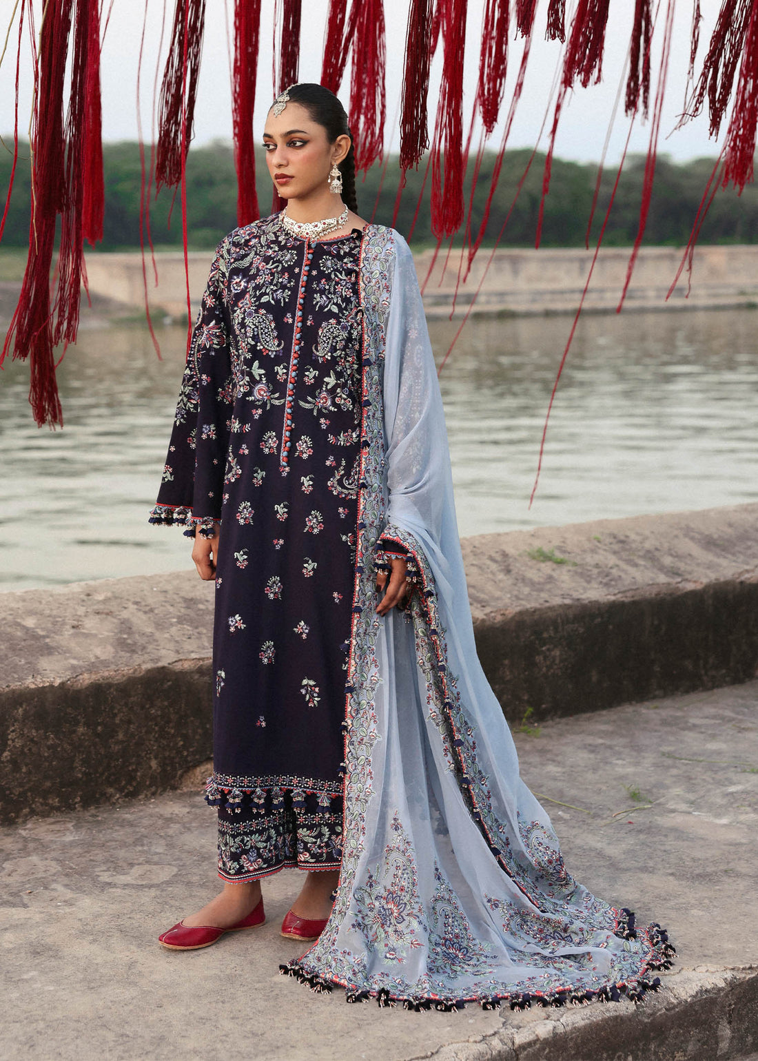 Hussain Rehar | Karandi 25 | Rouge - by Libasekhas UK - Registered Vendor of : Hussain Rehar - 100% Original Designer Dress