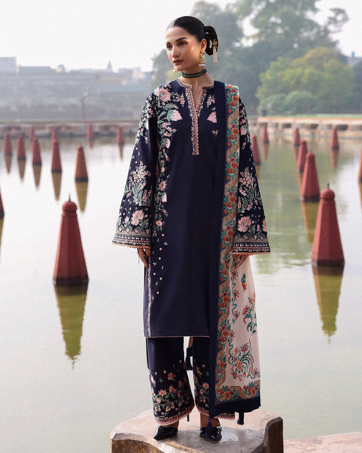 Jugnu | Khaddar 25 | Navi - by Libasekhas UK - Registered Vendor of : Jugnu - 100% Original Designer Dress