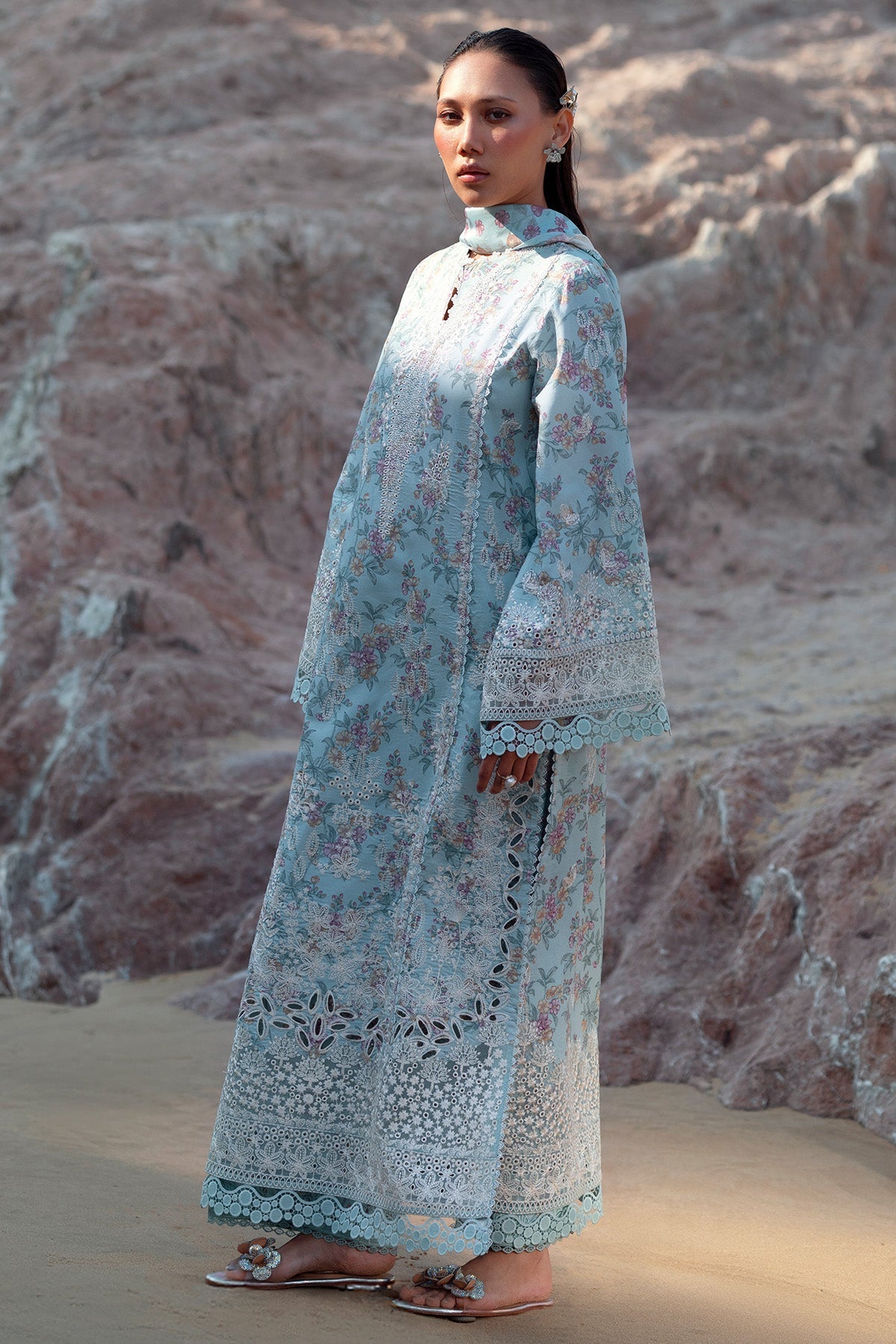 Afrozeh | Summer Together 25 | Aquamarine - by - Libasekhas UK - Registered Vendor of : Afrozeh - 100% Original Designer Dresss
