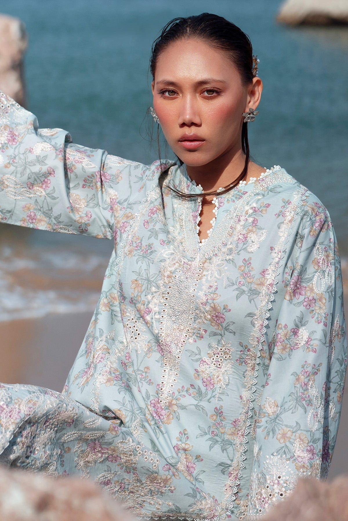 Afrozeh | Summer Together 25 | Aquamarine - by - Libasekhas UK - Registered Vendor of : Afrozeh - 100% Original Designer Dresss