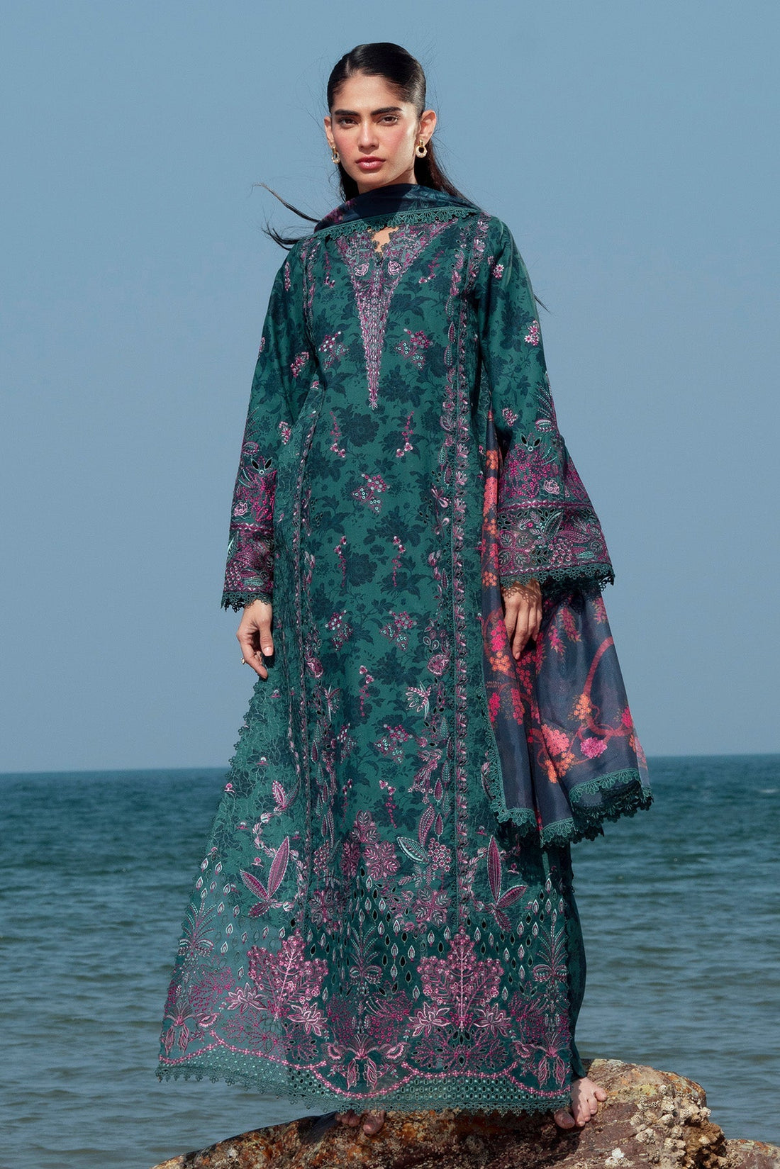 Afrozeh | Summer Together 25 | Emerald - by - Libasekhas UK - Registered Vendor of : Afrozeh - 100% Original Designer Dresss