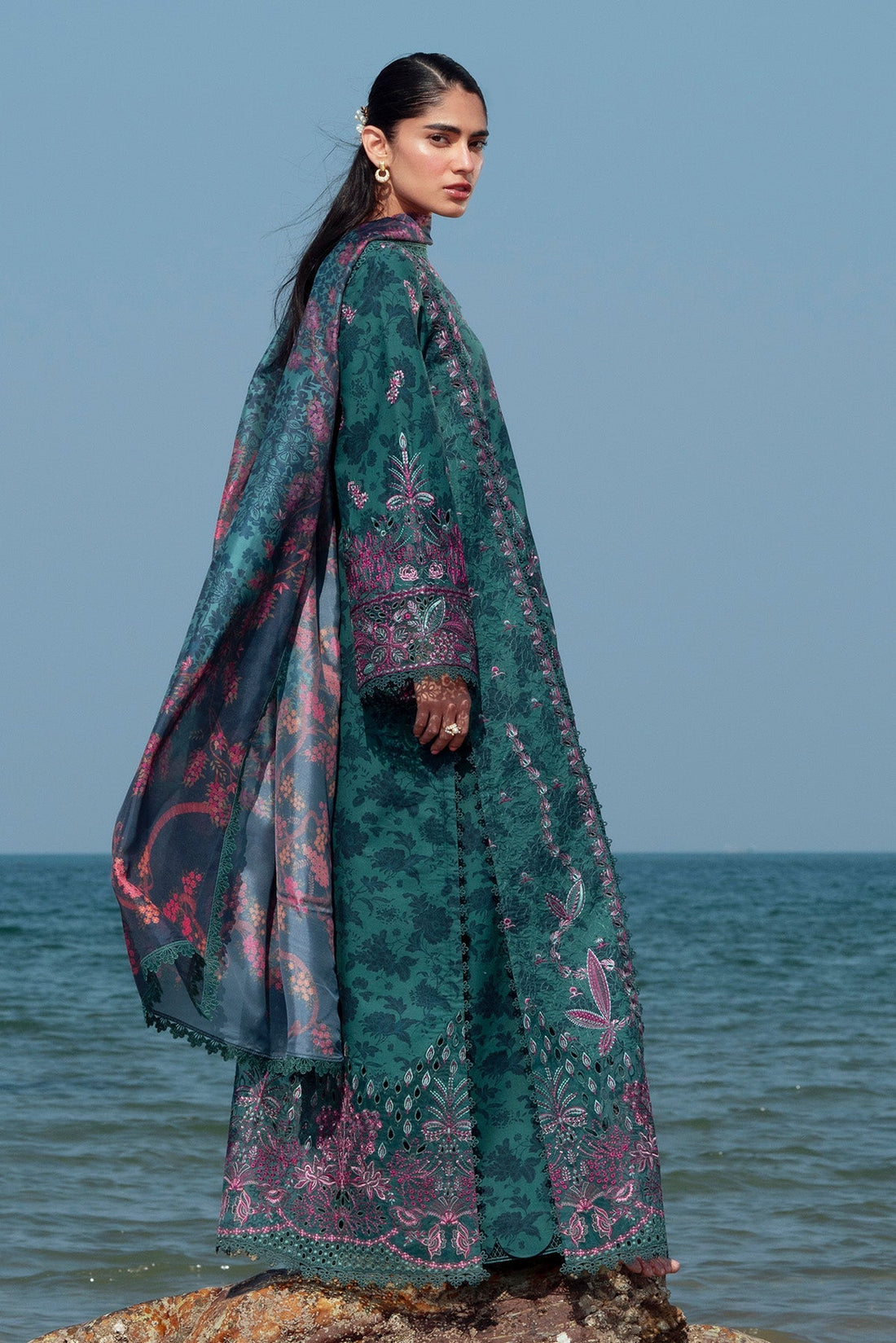 Afrozeh | Summer Together 25 | Emerald - by - Libasekhas UK - Registered Vendor of : Afrozeh - 100% Original Designer Dresss