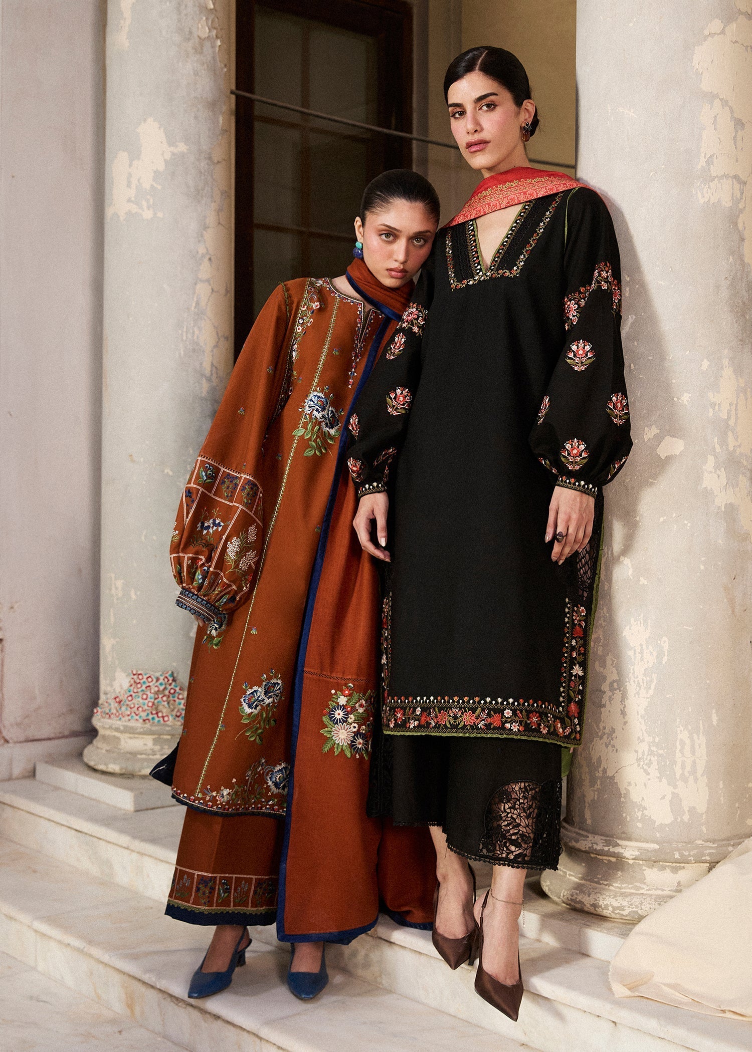 Hussain Rehar | Khaddar Pret 25 | SIYAH - by Libasekhas UK - Registered Vendor of : Hussain Rehar - 100% Original Designer Dress