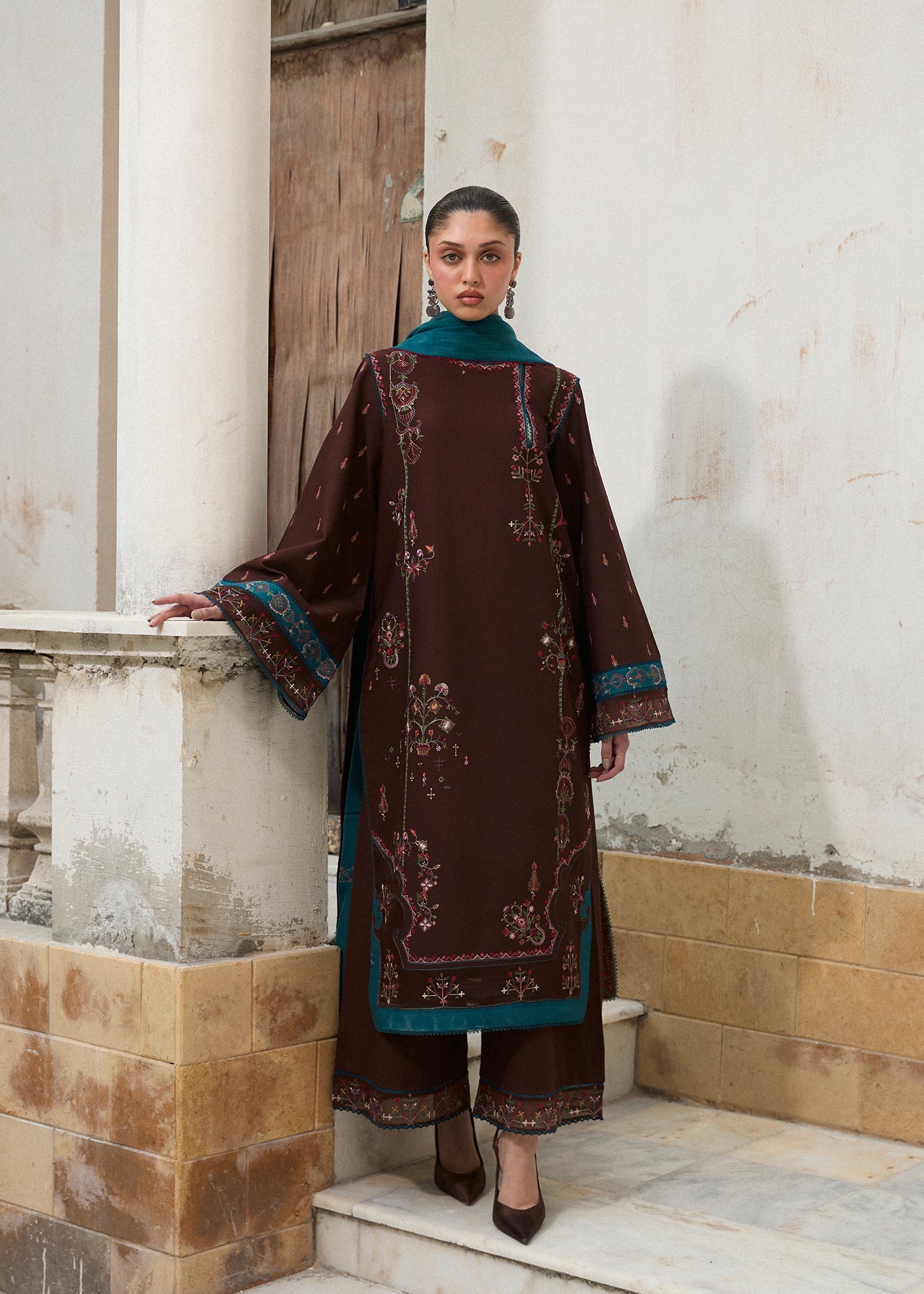 Hussain Rehar | Khaddar Pret 25 | MOCHA - by Libasekhas UK - Registered Vendor of : Hussain Rehar - 100% Original Designer Dress