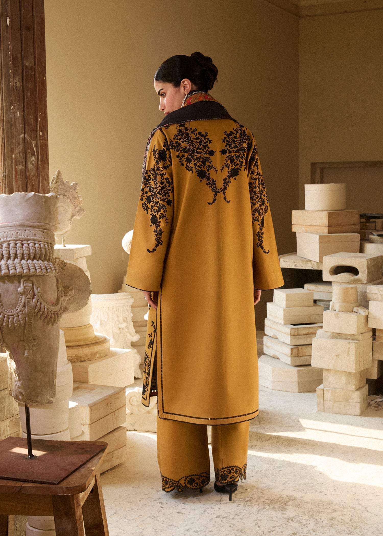 Hussain Rehar | Khaddar Pret 25 |MERI GOLD - by Libasekhas UK - Registered Vendor of : Hussain Rehar - 100% Original Designer Dress