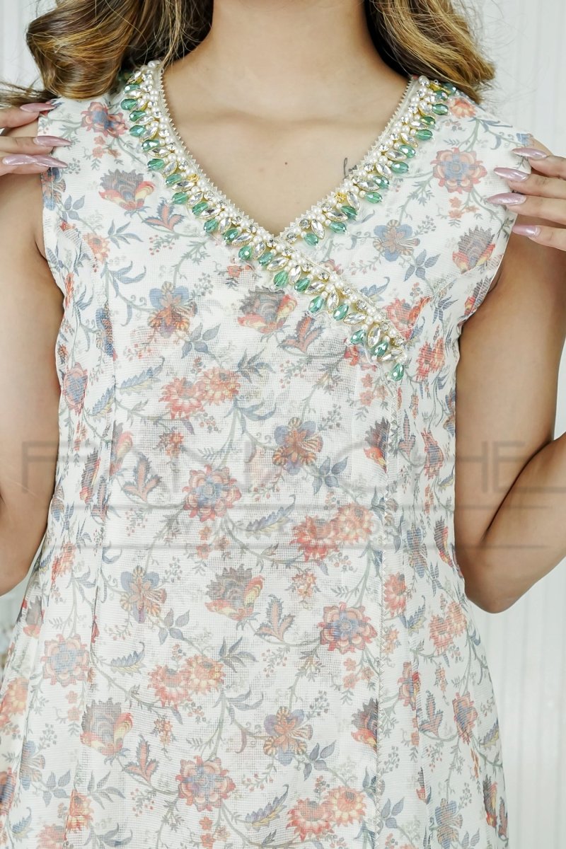 Panache | Pret | White Flora - by - Libasekhas UK - Registered Vendor of : Panache By Mona - 100% Original Designer Dresss