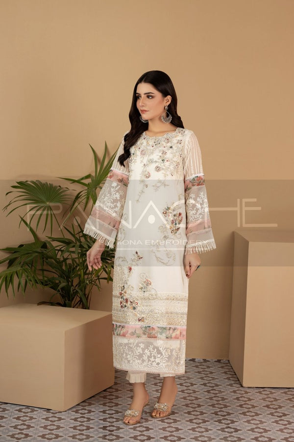 Panache | Pret | White Florence - by - Libasekhas UK - Registered Vendor of : Panache By Mona - 100% Original Designer Dresss