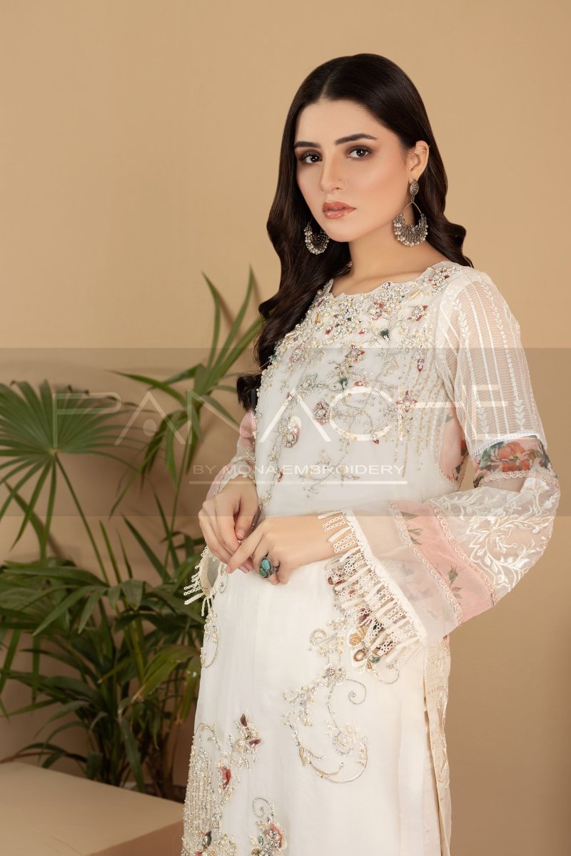 Panache | Pret | White Florence - by - Libasekhas UK - Registered Vendor of : Panache By Mona - 100% Original Designer Dresss
