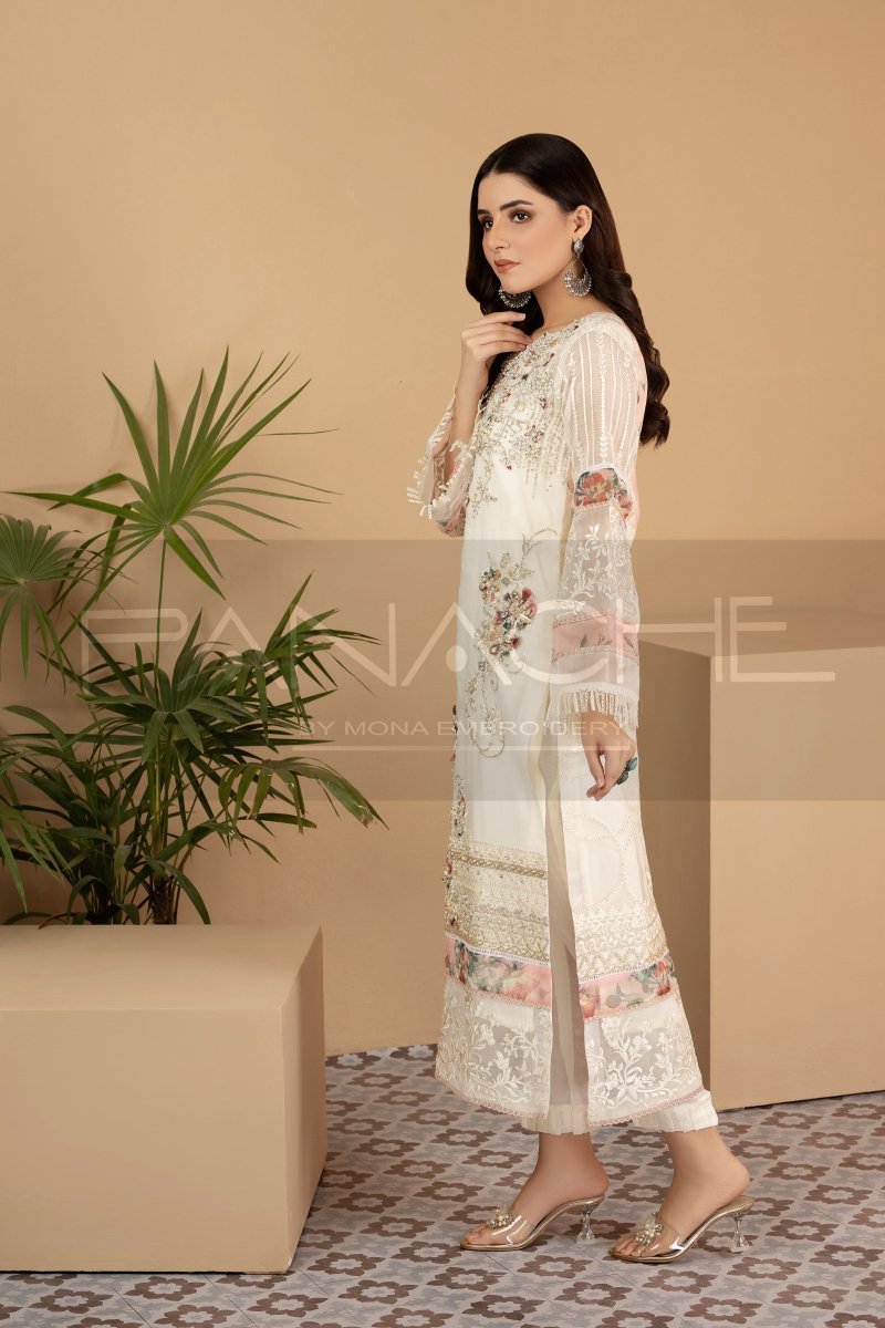 Panache | Pret | White Florence - by - Libasekhas UK - Registered Vendor of : Panache By Mona - 100% Original Designer Dresss