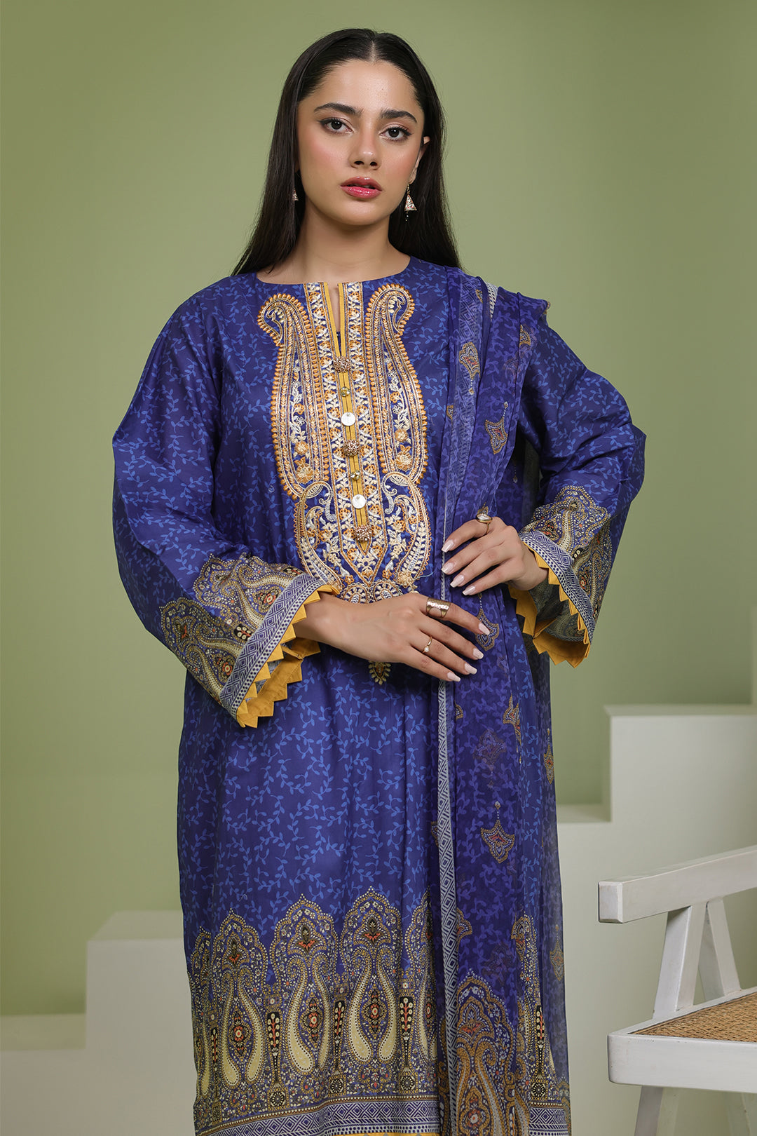 Zellbury | Unstitched 2 Piece Lawn | Embroidered Shirt Dupatta - 1688 - by - Libasekhas UK - Registered Vendor of : Zellbury Women - 100% Original Designer Dresss