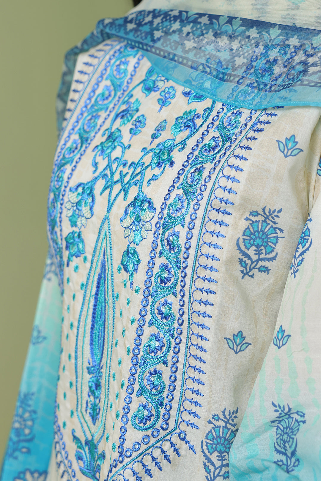 Zellbury | Unstitched 2 Piece Lawn | Embroidered Shirt Dupatta - 1694 - by - Libasekhas UK - Registered Vendor of : Zellbury Women - 100% Original Designer Dresss