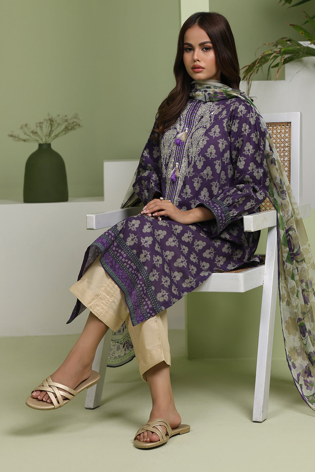Zellbury | Unstitched 2 Piece Lawn | Embroidered Shirt Dupatta - 1695 - by - Libasekhas UK - Registered Vendor of : Zellbury Women - 100% Original Designer Dresss