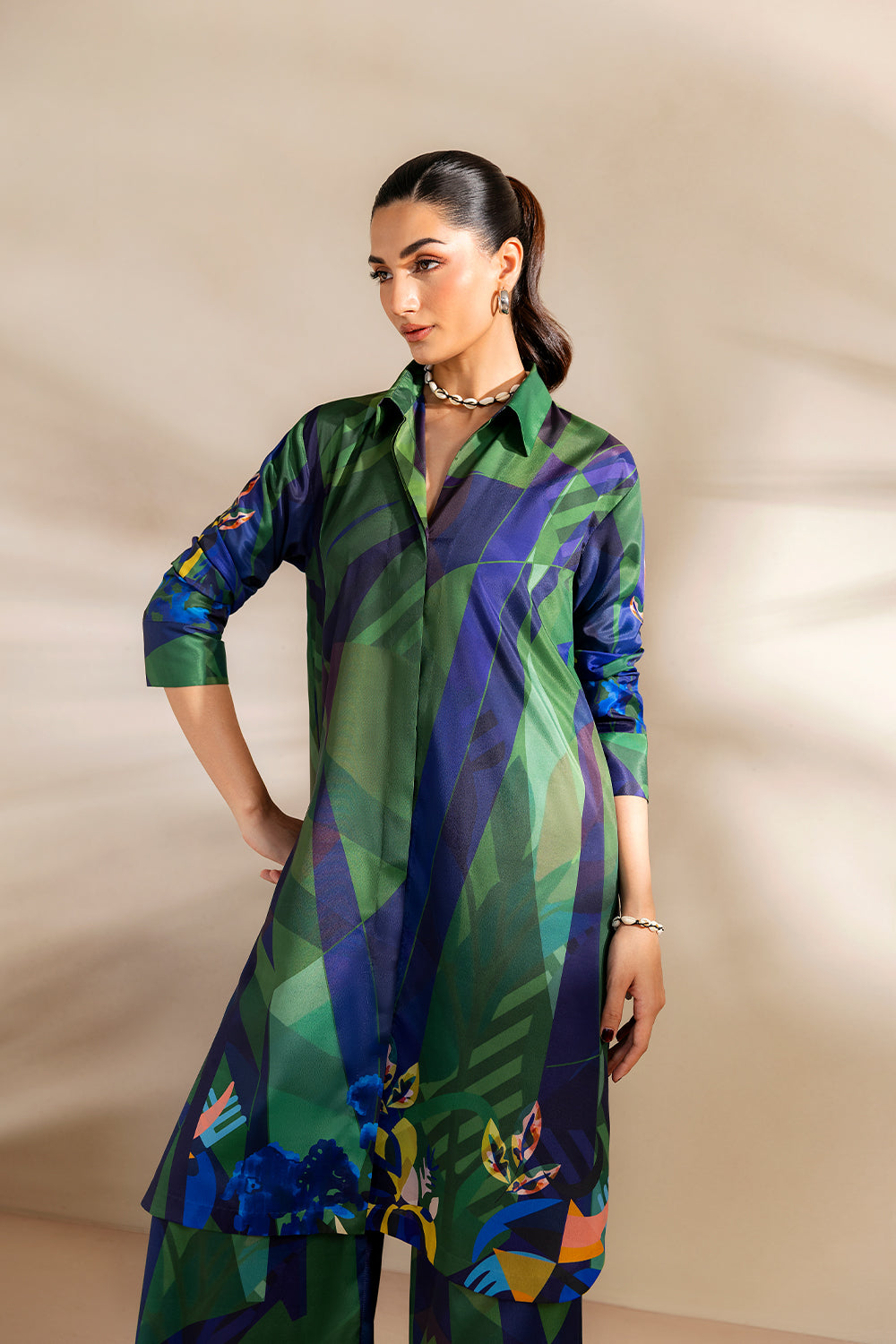 Saira Rizwan | Silk Coords 25 | SHORELINE SERENADE - SRSP-25-08 - by Libasekhas UK - Registered Vendor of : Saira Rizwan - 100% Original Designer Dress