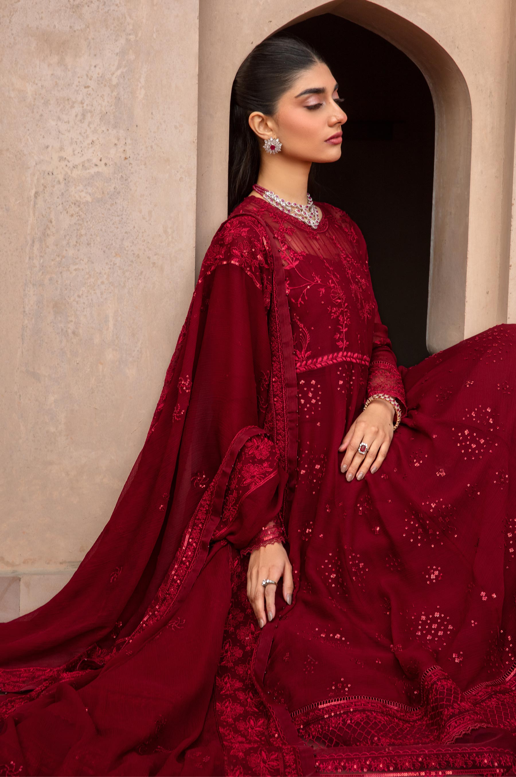 Zeen | Azalea Collection | Merlot - by - Libasekhas UK - Registered Vendor of : Zeen - 100% Original Designer Dresss